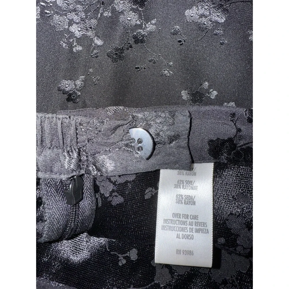 August Max Silk Blend Black Woman's Pants‎ 3X 3 Floral Jacquard Trousers - Picture 6 of 6